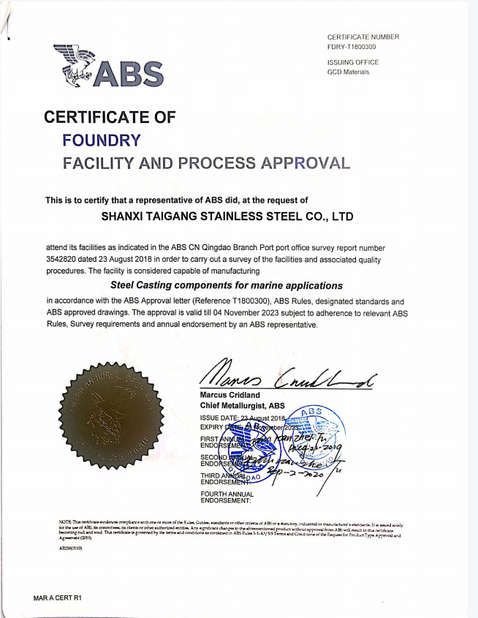 CHINA ShanXi TaiGang Stainless Steel Co.,Ltd Certificaten